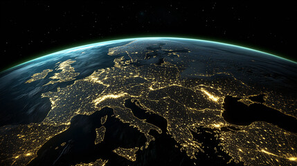 Earth showing a top-down view of the continent of Europe