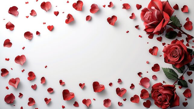Frame for valentine day, white background, free space for text. Generative AI.