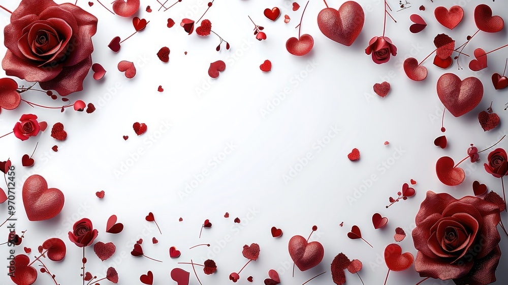 Poster frame for valentine day, white background, free space for text. generative ai.