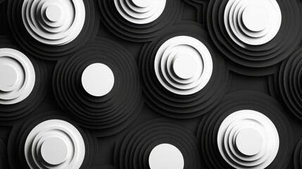 Abstract Black and White Circle Pattern Background