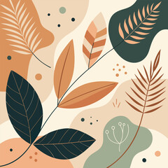 Adobe Illustrator Artwork Design of a minimalist background with abstract botanical elements like leaves or vines