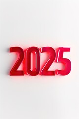 The number "2025" in vibrant red with a slight gradient effect on a solid white background, delivering a bold and energetic impact.