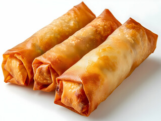 Three Crispy Golden Fried Spring Rolls Photo