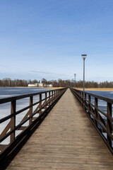 Naklejka premium wooden bridge over the lake