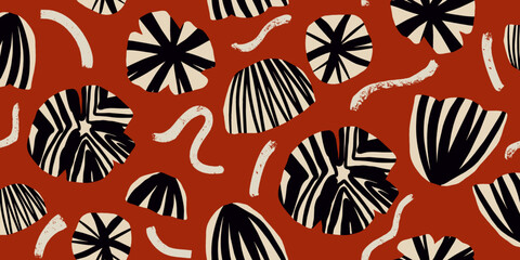 Fototapeta premium Modern exotic botanical pattern. Floral abstract contemporary seamless pattern. Hand drawn unique print. 