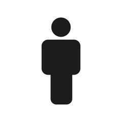 Person figure icon. Human silhouette symbol. Simple black shape. Minimalist vector design.