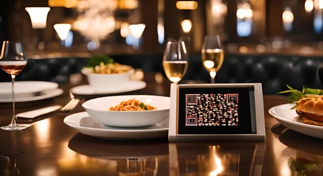 QR menu in a restaurant.