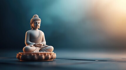 A serene Buddha statue in a calm setting, symbolizing peace, mindfulness, and spirituality for meditation or wellness themes.