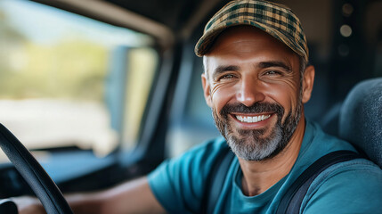 Truck Driver Operating His Truck