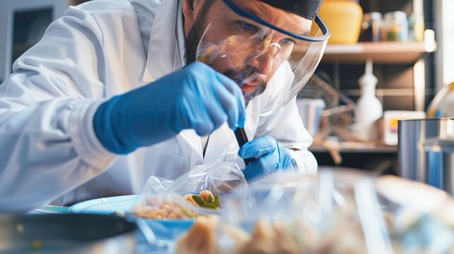 Health Hazard: Close-up of Salmonella-Contaminated Food. Risk,danger,hazard,food recall,food outbreak,food safety audit,food safety management system.