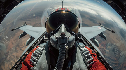 Fototapeta premium A person in a fighter jet. Generative AI.