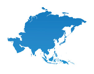 Cartoon pictures of Asia map on white background. All countries of Asia in  Modern colors. Can use for printing, website, presentation element, textile. Vector illustration.