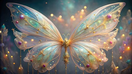 ethereal glowing iridescent faerie wings delicate lacy bohemian whimsical pastel moonbeam