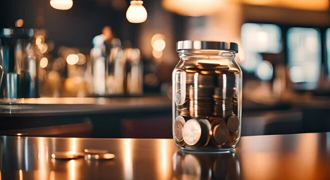 Tip jar at a restaurant.