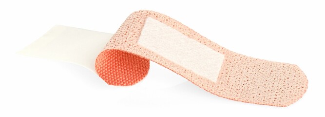 One medical adhesive bandage isolated on white