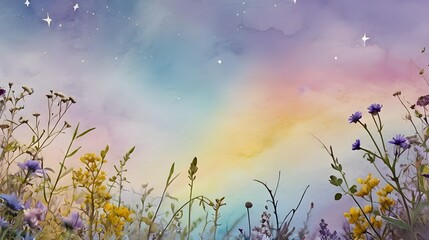 Watercolor Flowery Fields