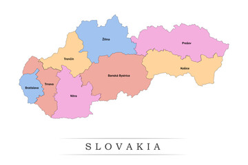 Obraz premium Slovakia administrative divisions. Slovakia map illustration vector.