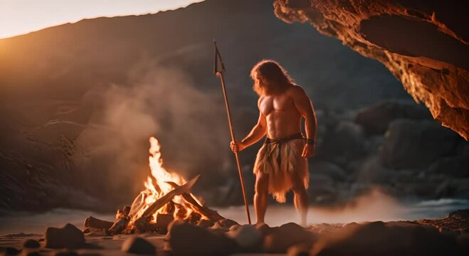 Caveman with a spear.