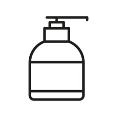 Soap dispenser icon. Minimalist bottle outline. Hygiene product vector.