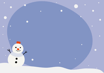 Cute snowman background with copy space. Hand drawn happy and smiling snowman vector backdrop.
