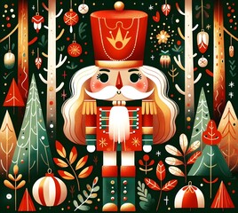 Fototapeta premium Nutcracker Festivo: Magia Navideña Ilustrada