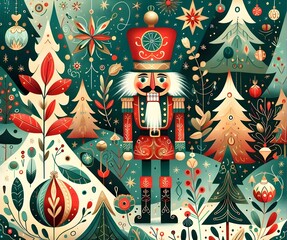 Nutcracker Festivo: Magia Navideña Ilustrada