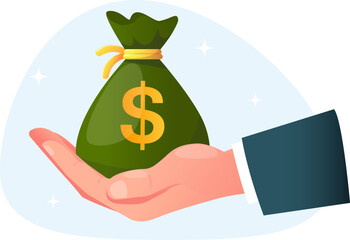 hand holding a bag of money