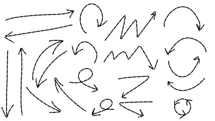 set of hand drawn arrows, Vector arrows, left, right, up, down, around