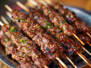 Delicious Grilled Meat Skewers Photo 