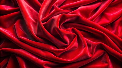Fototapeta premium Close-up of luxurious red velvet fabric with folds and soft texture