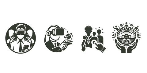 Humanoid robot, logo, symbol. Vector illustration