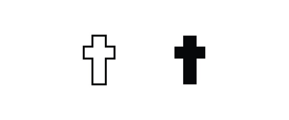 Obraz premium Religion cross icon christian cross line and flat icons set, editable stroke isolated on white, linear vector outline illustration, symbol logo design style
