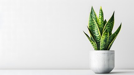Tall snake plant, Saint George's sword, isolated, white background