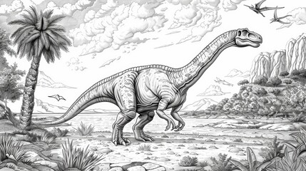 Let your imagination roam free with this dinosaur coloring book, featuring a range of dinosaurs from the fierce T-Rex to the gentle Brachiosaurus. © MAY