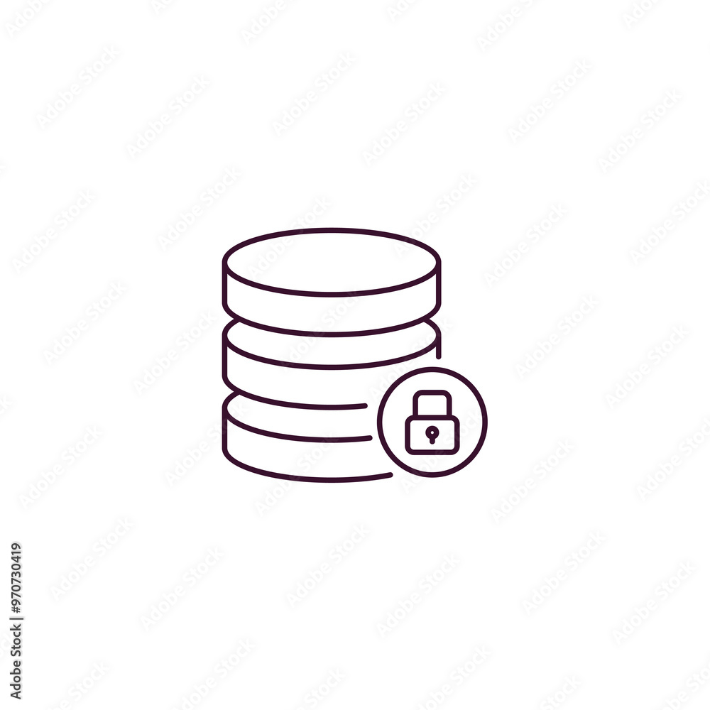 Aufkleber data locked outline icon. linear vector from internet security concept. thin line data locked icon i