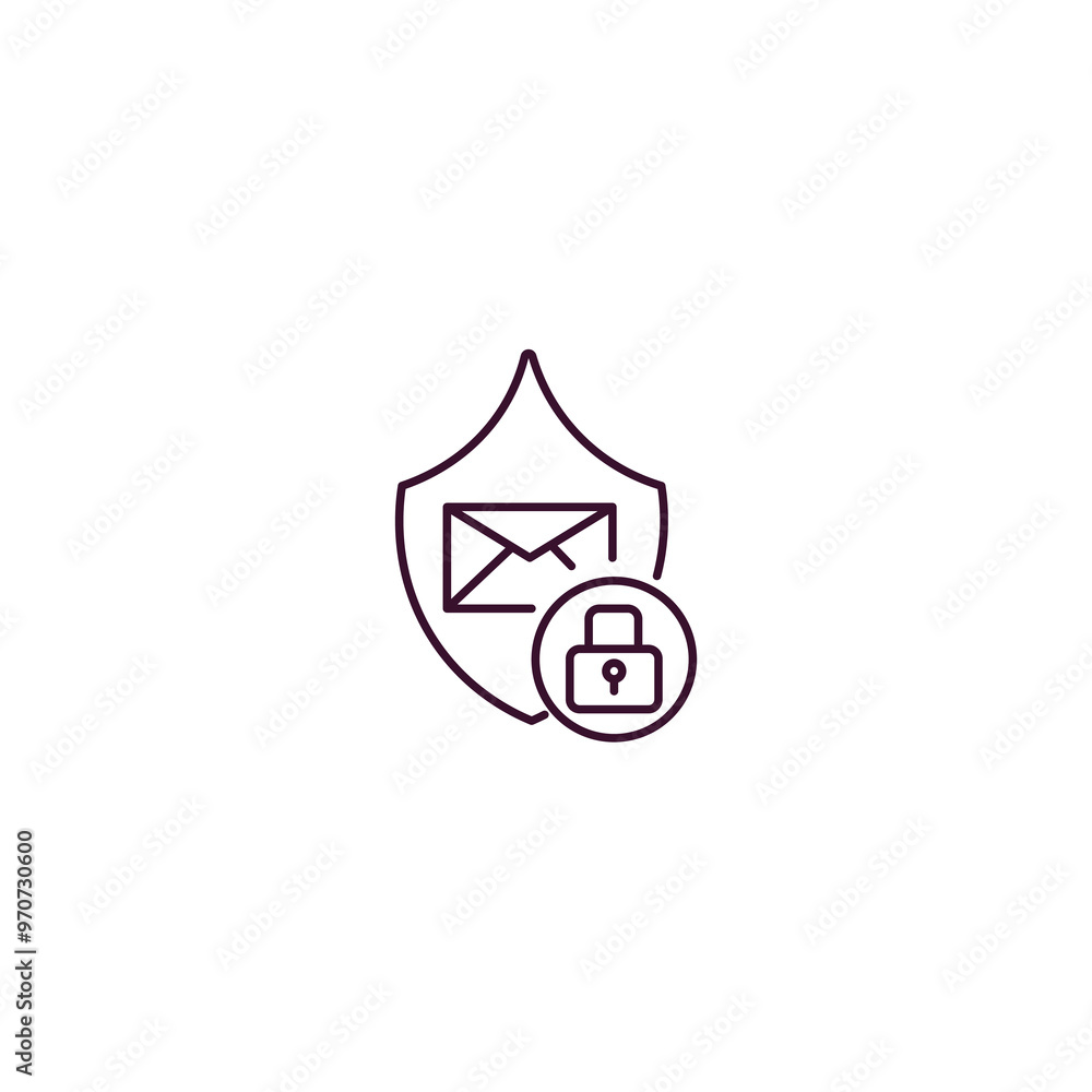 Poster email security outline icon. linear vector from internet security concept. thin line email security 