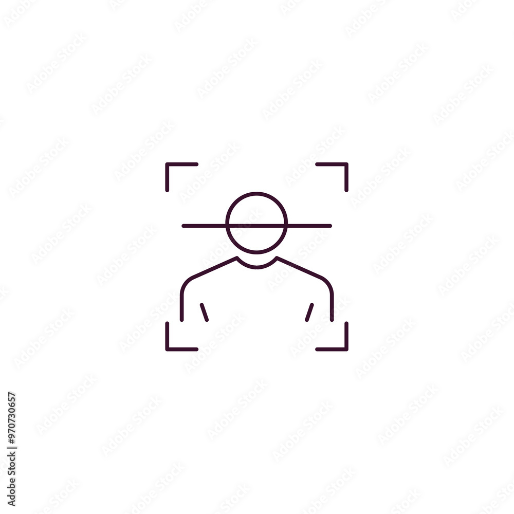 Poster facial recognition outline icon. linear vector from internet security concept. thin line facial reco