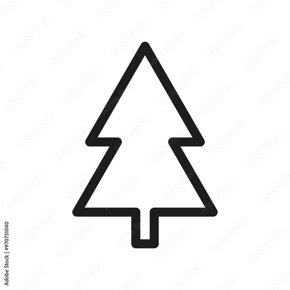 Poster tree icon illustration. minimal pine tree outline. simple forest symbol. vector nature graphic.