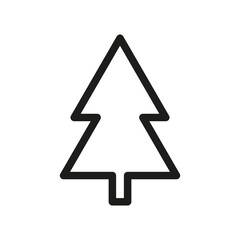 Tree icon illustration. Minimal pine tree outline. Simple forest symbol. Vector nature graphic.