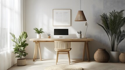 19. Scandinavian-inspired workspace with clean lines and natural materials