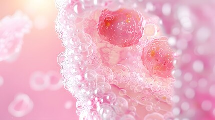 
A tightly focused view of a tissue section with a visible nucleus, fine cellular structure, detailed nuclear membrane, high-definition, medical illustration