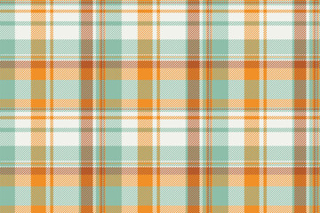 Tradition plaid seamless check, victorian fabric pattern texture. Advertisement vector tartan background textile in orange and white colors.