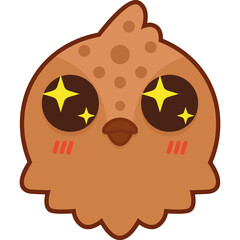 Cartoon bird sticker with wow emotion. Vector illustration.