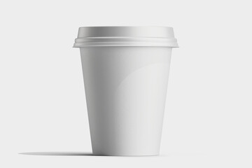 empty coffee latte brand eco-friendly takeout drink cup white textured recyclable paper with lid realistic mockup design template 3d render illustration