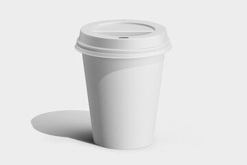 empty coffee latte brand eco-friendly takeout drink cup white textured recyclable paper with lid realistic mockup design template 3d render illustration
