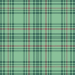 Plaid seamless pattern in green. Check fabric texture. Vector textile print.
