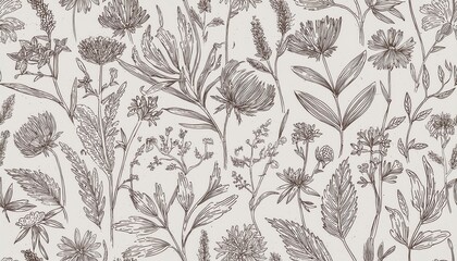 Obraz premium Seamless pattern with flowers. Delicate background for printing on fabric, wallpaper. Generated image