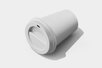 empty coffee latte brand eco-friendly takeout drink cup white textured recyclable paper with lid realistic mockup design template 3d render illustration