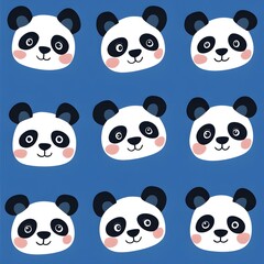 Cute Panda Faces Seamless Pattern