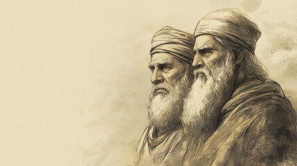 Fototapeta premium 1 Kings Scene: Transition of Power from Asa to Jehoshaphat, Ensuring Continuity in Judah, Biblical Illustration on Beige Background